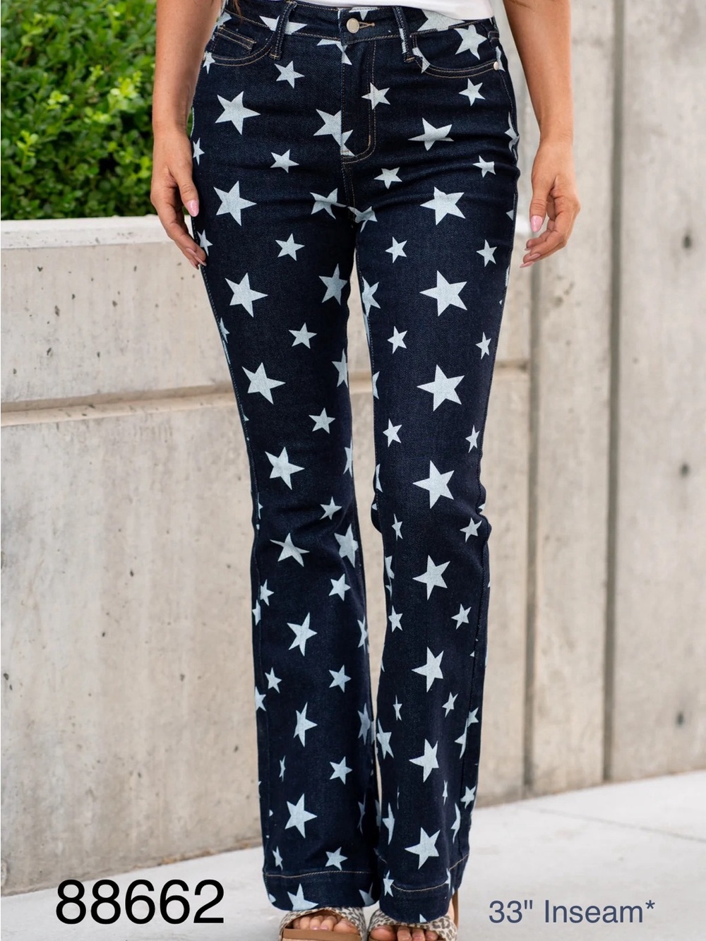 Size 9 Star-Print Black Women's Jeans